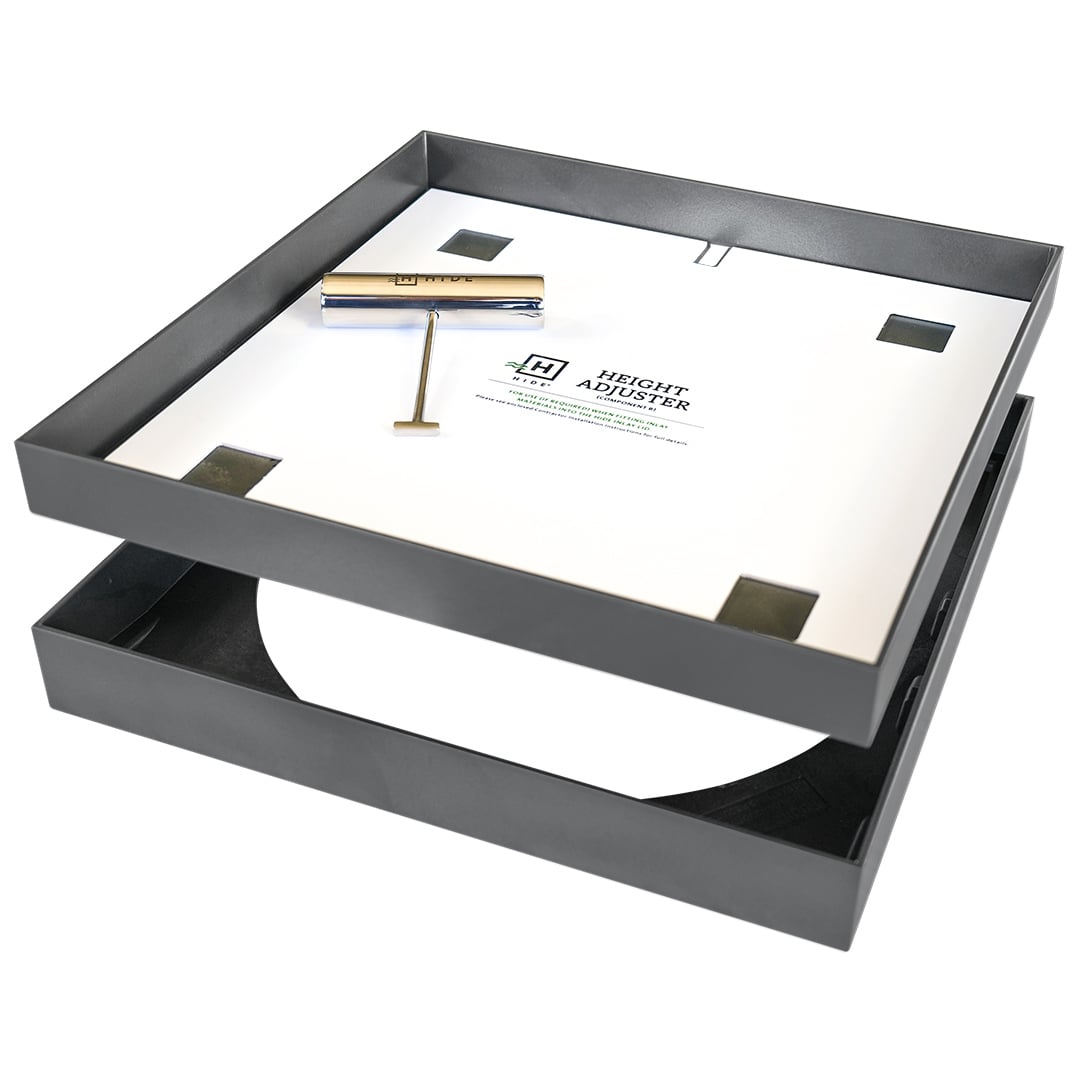 HIDE Charcoal Full Polymer Skimmer Lid hardware.
