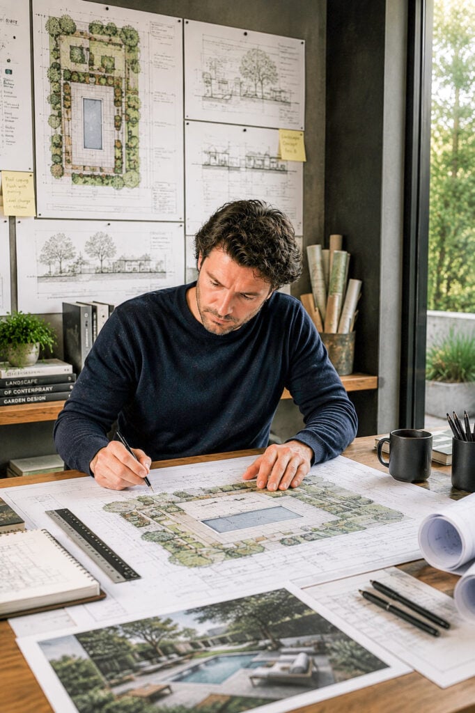 Architect drafting with HIDE